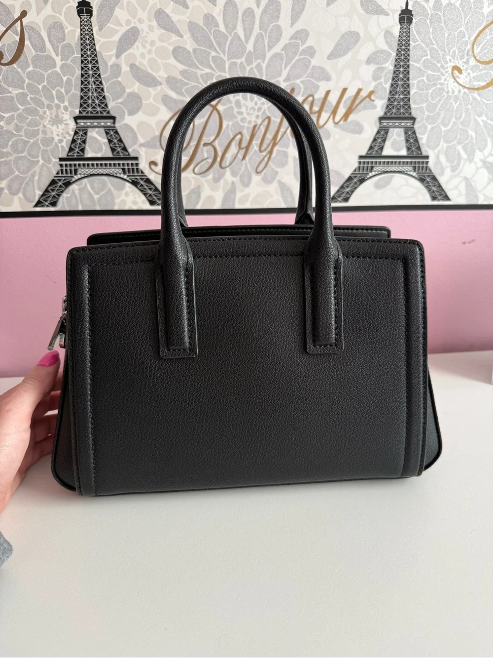Michael Kors Black Pebbled Leather Structured Satchel